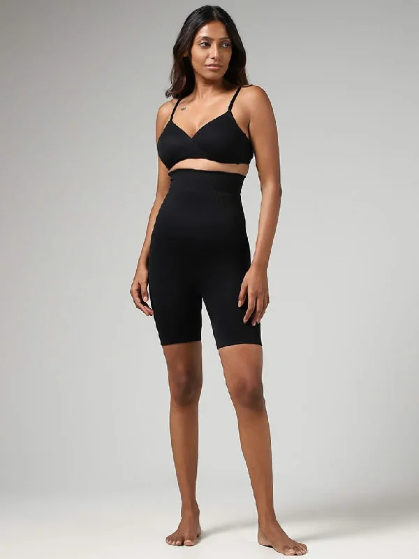 Stretchable Women Shorts for Maximum MobilityWunderlove Solid Black High Waist Shaper Brief