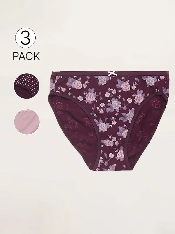 Cargo Women Shorts with Multiple Pockets for FunctionalityWunderlove Violet Printed Cotton Blend Full Briefs - Pack of 3