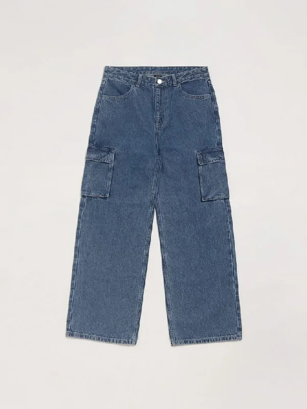 Plus Size Women Shorts with a Comfortable and Stylish FitY&F Kids Blue Relaxed - Fit High Rise Jeans