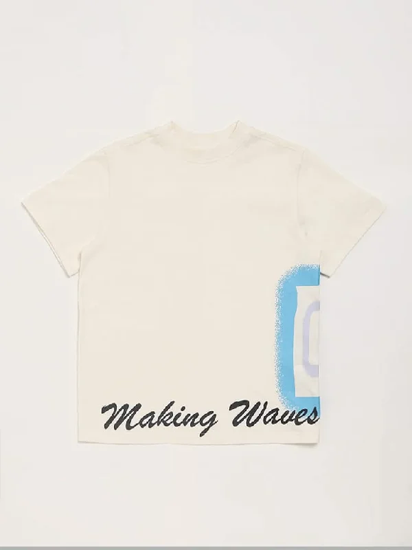 Elastic Waist Women Shorts for Easy Wear and ComfortY&F Kids Printed Off White T-Shirt