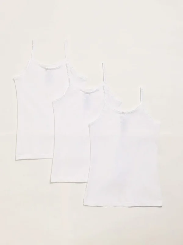 Twill Women Shorts with a Smooth Texture and DurabilityY&F Kids White Camisoles - Pack of 3